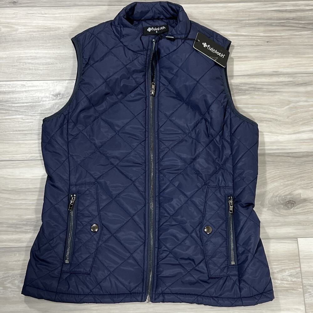 Fuinloth Vest Women's Small Blue Sleeveless Full Zip New